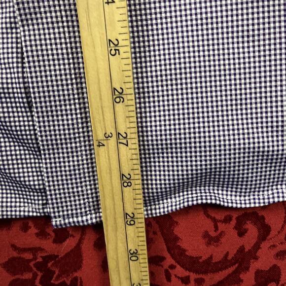 Mizzen Main Performance Shirt Mens M Blue Check Trim Fit Maylard Button Lng Slv - Picture 5 of 8